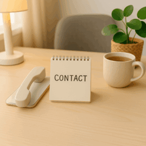 bureau professionnel lumineux avec fournitures épurées, illustrant un environnement de travail en traduction et communication.